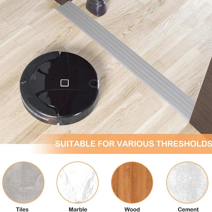 Threshold ramp - 1 m*10mm*50mm - Rubber threshold aid - Threshold ramps - Driveway ramp - Threshold ramps for doors - Loading ramp - Threshold plate - Anti-slip - self-adhesive rubber threshold ramp - for wheelchairs, strollers and scooters - grey.