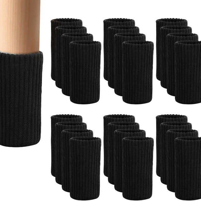 24 pieces furniture leg socks - Chair socks - black furniture socks - chair leg floor protectors - Chair Leg Felt Pads - high elastic chair leg covers furniture caps set - easy to move and reduce noise - Furniture Leg - Anti-slip mat