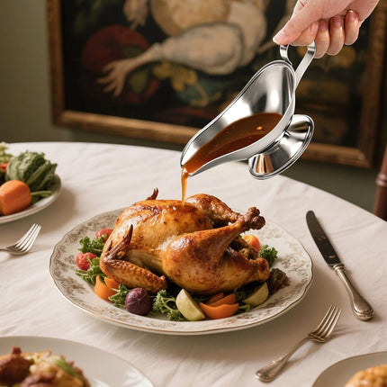 Gravy boat - 1 piece - Sauce boat - Sauciere - Dipping bowls - stainless steel sauce boat - with pouring spout and handle - serving dish - kitchen utensil - for salad dressings, coffee, milk, broth and black pepper - 14*6*5.3 cm - silver.