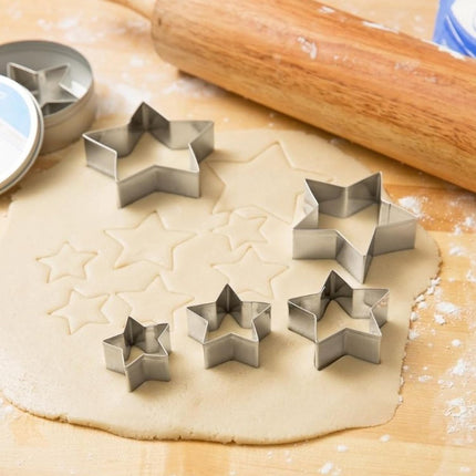 pieces - Cooking rings - star-shaped cookie mold - star-shaped cookie cutters - loaf pan - small cookie cutters - dessert rings - cake rings - baking molds - molds - for baking and cooking cakes, mousses, and desserts - silver.