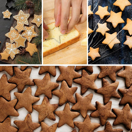 pieces - Cooking rings - star-shaped cookie mold - star-shaped cookie cutters - loaf pan - small cookie cutters - dessert rings - cake rings - baking molds - molds - for baking and cooking cakes, mousses, and desserts - silver.