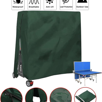 210D Waterproof Table Tennis Table Cover - Table Tennis Table Cover - Waterproof, windproof and UV-resistant - Dustproof - Table Tennis Table Protector - Protective Cover - Foldable Table Tennis Table Cover for Indoor and Outdoor Use - Green - 165×70×185c.