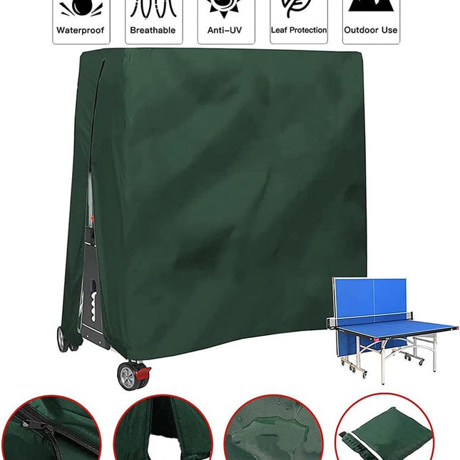 210D Waterproof Table Tennis Table Cover - Table Tennis Table Cover - Waterproof, windproof and UV-resistant - Dustproof - Table Tennis Table Protector - Protective Cover - Foldable Table Tennis Table Cover for Indoor and Outdoor Use - Green - 165×70×185c.