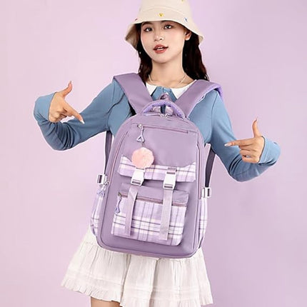 Girls School Student School Bag Outdoor Backpack - Youth school bag - Backpack - Pink - Luxury Backpack - Laptop bag - School bag - Backpack - Rucksack - Large Women's Backpack - Waterproof Women's Travel Backpack - Rucksack - Teenagers - with Laptop Comp.