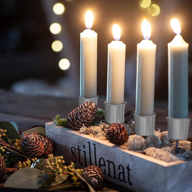 4 pieces - Candle holder - candle holder - candlestick - Christmas wreath candle holders - metal candlestick - Christmas decorations - home decoration - candle accessories - 2.5*2.5*11 cm - white.