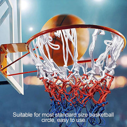 4 pieces - Basketball net - heavy-duty basketball nets - basketball net replacement set - portable basketball net - suitable for school sports fields, indoor and outdoor basketball - 50 cm - white, red and blue.