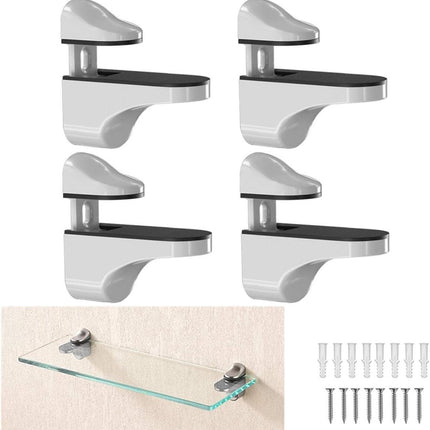 4 pieces - Glass clamp - Glass shelf brackets - Adjustable - Glass shelf bracket - fishmouth glass clip - wall mounting bracket - zinc alloy - furniture accessories - hardware accessories - with screws - for shelves of 3-20 mm thickness - 56*24*50 mm - wh.