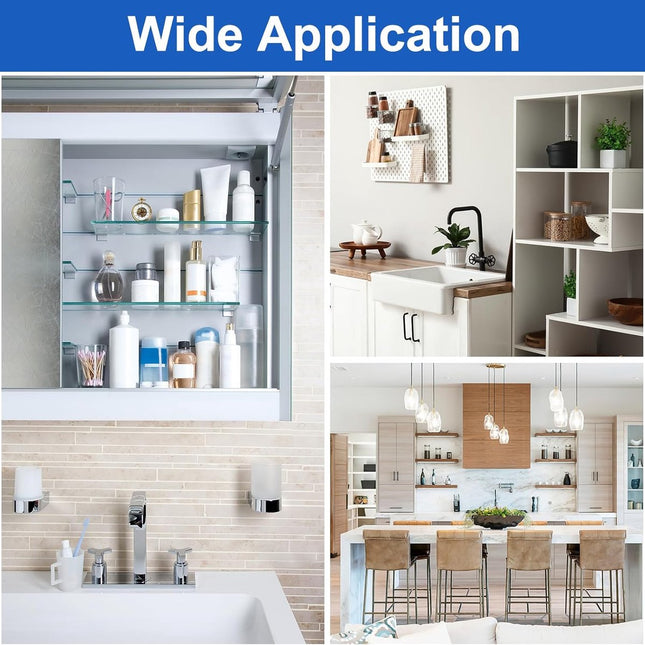4 pieces - Glass clamp - Glass shelf brackets - Adjustable - Glass shelf bracket - fishmouth glass clip - wall mounting bracket - zinc alloy - furniture accessories - hardware accessories - with screws - for shelves of 3-20 mm thickness - 56*24*50 mm - wh.