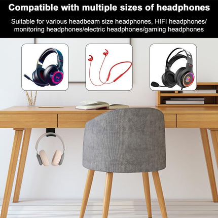 2-Piece Headphone Stand - Headset Hanger - Hook - Headphone Stand - Headset Holder - for gaming headsets - Headset Stand - Wall - headphone stand - non-slip and wear-resistant - for desks and computer tables - Adhesive - black.