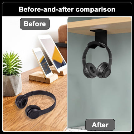 2-Piece Headphone Stand - Headset Hanger - Hook - Headphone Stand - Headset Holder - for gaming headsets - Headset Stand - Wall - headphone stand - non-slip and wear-resistant - for desks and computer tables - Adhesive - black.