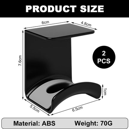 2-Piece Headphone Stand - Headset Hanger - Hook - Headphone Stand - Headset Holder - for gaming headsets - Headset Stand - Wall - headphone stand - non-slip and wear-resistant - for desks and computer tables - Adhesive - black.