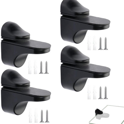 4 pieces - Glass clamp - Glass shelf brackets - Adjustable - Glass shelf bracket - fishmouth glass clip - wall mounting bracket - zinc alloy - furniture accessories - hardware accessories - with screws - for shelves of 3-20 mm thickness - 56*24*50 mm - bl.