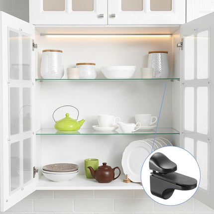 4 pieces - Glass clamp - Glass shelf brackets - Adjustable - Glass shelf bracket - fishmouth glass clip - wall mounting bracket - zinc alloy - furniture accessories - hardware accessories - with screws - for shelves of 3-20 mm thickness - 56*24*50 mm - bl.