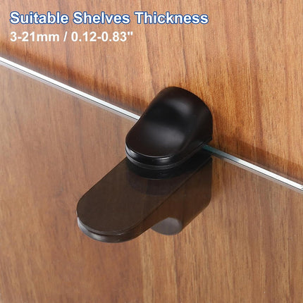 4 pieces - Glass clamp - Glass shelf brackets - Adjustable - Glass shelf bracket - fishmouth glass clip - wall mounting bracket - zinc alloy - furniture accessories - hardware accessories - with screws - for shelves of 3-20 mm thickness - 56*24*50 mm - bl.