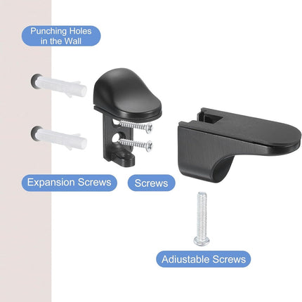 4 pieces - Glass clamp - Glass shelf brackets - Adjustable - Glass shelf bracket - fishmouth glass clip - wall mounting bracket - zinc alloy - furniture accessories - hardware accessories - with screws - for shelves of 3-20 mm thickness - 56*24*50 mm - bl.