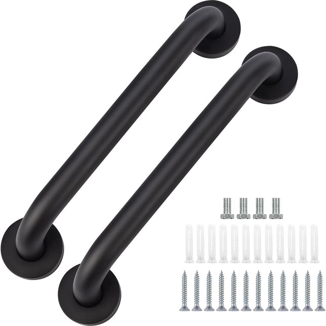 2 pieces - Armrest - 30*5 cm - Bathtub Grip - handle for the elderly - stainless steel railing - safety railings - non-slip shower grip - wall-mounted stainless steel handle - for the elderly, bathroom, kitchen - black.