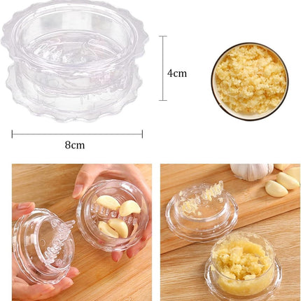 Garlic mill - Garlic twister - Garlic press - Ginger press - Garlic Press - Spice mill - garlic tool - manual garlic press - with storage jar - quick meal preparation - kitchen utensils - kitchen tools - 8*8*4 cm - transparent.