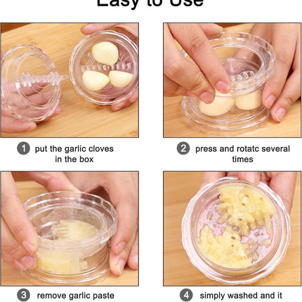 Garlic mill - Garlic twister - Garlic press - Ginger press - Garlic Press - Spice mill - garlic tool - manual garlic press - with storage jar - quick meal preparation - kitchen utensils - kitchen tools - 8*8*4 cm - transparent.