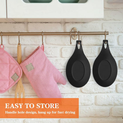 2 pieces - Spoon holder - Spoon rest - Spoon mat - Kitchen spoon holder - Kitchen utensil holder - Kitchen utensils - multifunctional spoon holder - for storing spatulas, ladles and cutlery - for kitchen, home, dining room - 20*10 cm - black.