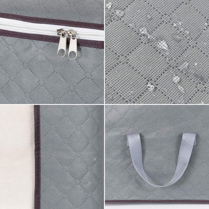 Set of 3 extra large zippered storage bags - Storage bags - with large transparent window - Handles - Affordable - Ideal for storing duvets, pillows, quilts, bedding, clothing,  - ets and more - Grey - 60×40×35 cm.