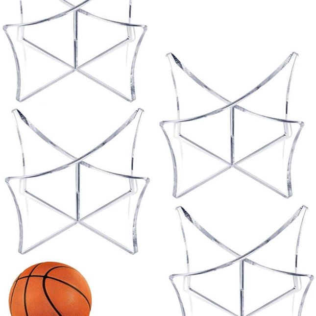 4 pieces - Ball holder - Ball rack - Ball stand - Acrylic ball rack - Ball storage rack - Display rack - football stand - ball holder - acrylic sports ball stand - volleyball support - for basketball, volleyball, football, rugby ball - 12*6.5 cm - transpa