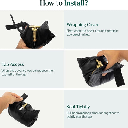 2 Pieces Frost Protection Cover - Tap Freeze Cover - Frost-Free Outdoor Tap Protection Cover - Outdoor Tap Covers - Frost Protection - Outdoor Tap Cover - Frost Protection Facade Tap - Frost Cover - Anti-frost - Waterproof Reusable - Black.