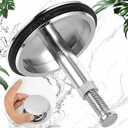 Bathtub Drain Plug 43mm - Stem Diameter 8mm - Bathtub Cover, Bathroom Washbasin Cap - Height Adjustable Drain Plug for Bathtub, Kitchen, Sink - Solid Brass Drain Stopper.