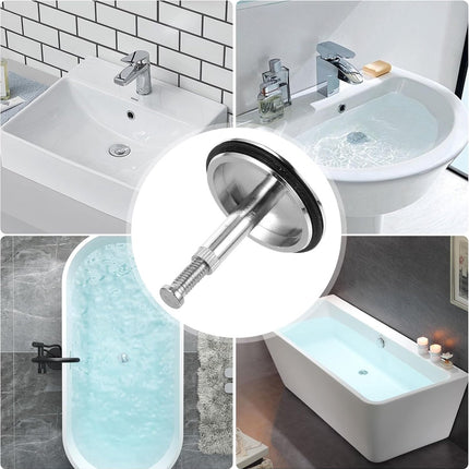 Bathtub Drain Plug 43mm - Stem Diameter 8mm - Bathtub Cover, Bathroom Washbasin Cap - Height Adjustable Drain Plug for Bathtub, Kitchen, Sink - Solid Brass Drain Stopper.
