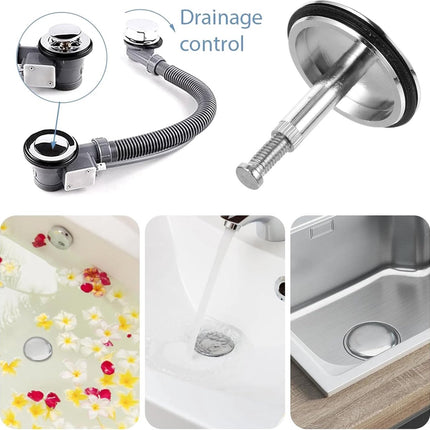 Bathtub Drain Plug 43mm - Stem Diameter 8mm - Bathtub Cover, Bathroom Washbasin Cap - Height Adjustable Drain Plug for Bathtub, Kitchen, Sink - Solid Brass Drain Stopper.