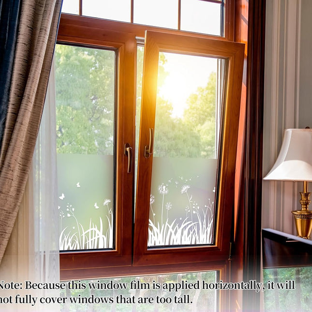 Window Privacy Film - Window Film - Anti-Peek Window Film - Glueless Frosted Privacy Film - Self-Adhesive Window Film - Flower Garden Window Stickers - Static Anti-Peek Window Film - for Kitchen, Bathroom, Window - Blackout Frosted Glass Film - 44 x 200 c.