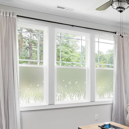 Window Privacy Film - Window Film - Anti-Peek Window Film - Glueless Frosted Privacy Film - Self-Adhesive Window Film - Flower Garden Window Stickers - Static Anti-Peek Window Film - for Kitchen, Bathroom, Window - Blackout Frosted Glass Film - 44 x 200 c.