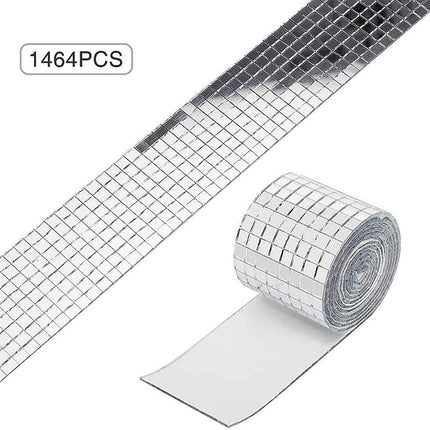 Allecto Plus - Self-Adhesive Glass Mirror Mosaic Tiles - 3 Pieces - Square Sticker - Craft Decoration - Party Decoration - Silver - 100cm.