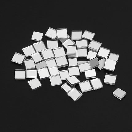Allecto Plus - Self-Adhesive Glass Mirror Mosaic Tiles - 3 Pieces - Square Sticker - Craft Decoration - Party Decoration - Silver - 100cm.