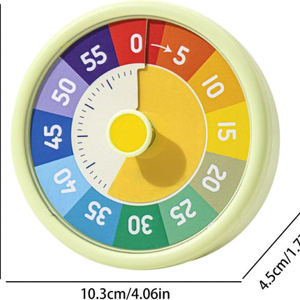 Timer - Visual timer - Visual countdown - 60-minute countdown timer - Countdown clock - Kitchen timer - Pomodoro timer - Silent time management - for fitness, studying, time management, cooking - 10.3*10.3*4.5 cm - green - (Battery not included).