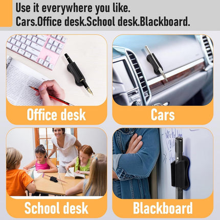 12 pieces - pen holder - pen holder for desk - self-adhesive silicone pen holder - for clipboard mounting in classroom - highlighter holder - pencil holder - for desk, classroom, office accessories - black, white and grey - 2*4.7 cm.