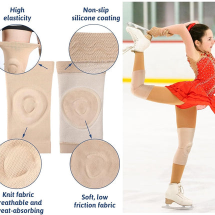 pairs of figure skating knee pads - gel dance knee pads - Knee Arthritis size M - Knee pain - Knee heating - cushioning and support - breathable material for dancing skating women girls men.