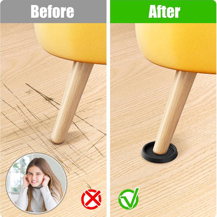 8 pieces - Furniture mats - 76*76*9 mm - 6.3 cm round furniture mat - anti-slip furniture protectors - rubber furniture protectors - for hardwood floors - floor protectors - for beds, cabinets, sofas, chairs and tables - black.