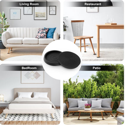 8 pieces - Furniture mats - 76*76*9 mm - 6.3 cm round furniture mat - anti-slip furniture protectors - rubber furniture protectors - for hardwood floors - floor protectors - for beds, cabinets, sofas, chairs and tables - black.