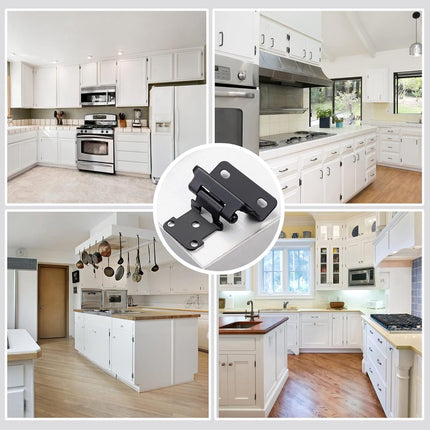 pieces - Hinges - Kitchen cabinet hinges - Cabinet door hinges - Furniture hinges - Flap hinge - Interior door hinges - surface-mounted hinges for kitchen cabinets - semi-concealed cabinet hinges - with screws - for cabinet doors, cabinets - black.