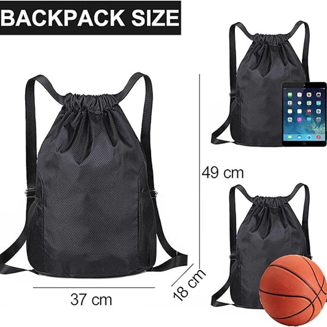 47*38*18cm - Drawstring bag - Drawstring backpack - large unisex sports backpack - with drawstring - gym bag - with two side pockets - backpack - sports bag - waterproof Oxford fabric backpack - waterproof travel bag - for beach, school, yoga, travel, out.