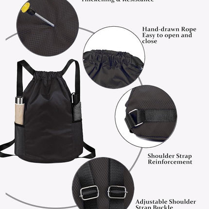 47*38*18cm - Drawstring bag - Drawstring backpack - large unisex sports backpack - with drawstring - gym bag - with two side pockets - backpack - sports bag - waterproof Oxford fabric backpack - waterproof travel bag - for beach, school, yoga, travel, out.