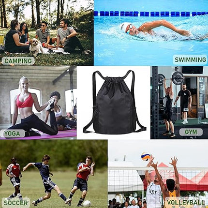 47*38*18cm - Drawstring bag - Drawstring backpack - large unisex sports backpack - with drawstring - gym bag - with two side pockets - backpack - sports bag - waterproof Oxford fabric backpack - waterproof travel bag - for beach, school, yoga, travel, out.