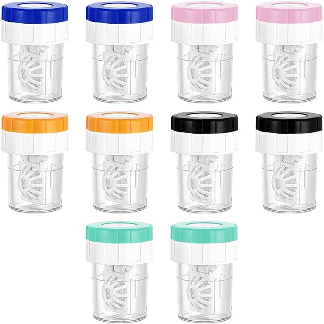 Lens case - 10 pieces - Contact lens holder - lens cleaning container - portable contact lens cleaner - contact lens cleaner - contact lens container cleaner - contact lens case - plastic - Manual contact lens cleaner - Travel storage set.