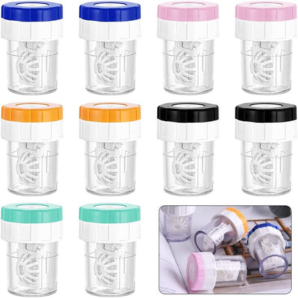 Lens case - 10 pieces - Contact lens holder - lens cleaning container - portable contact lens cleaner - contact lens cleaner - contact lens container cleaner - contact lens case - plastic - Manual contact lens cleaner - Travel storage set.