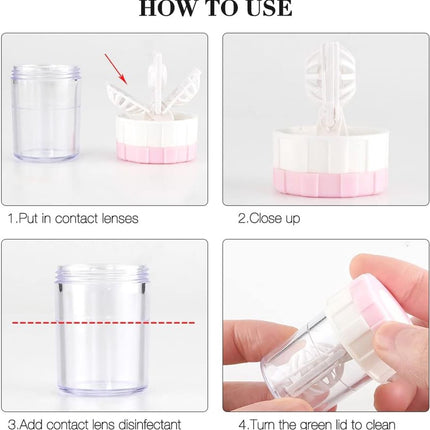 Lens case - 10 pieces - Contact lens holder - lens cleaning container - portable contact lens cleaner - contact lens cleaner - contact lens container cleaner - contact lens case - plastic - Manual contact lens cleaner - Travel storage set.