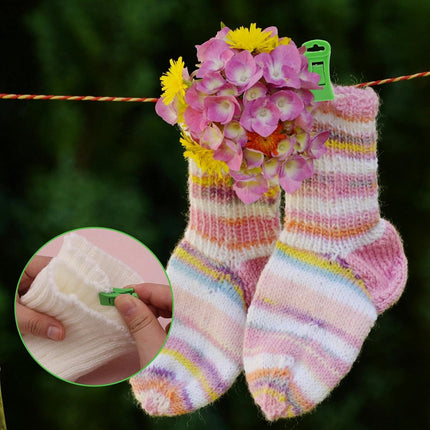 Sock dryer - 50 pieces - Sock clips - Pegs - Colorful sock clips - Plastic sock clamps - Anti-loss drying rack - Sock drying rack - Sock drying rack - Drying carousel - 5 colors.
