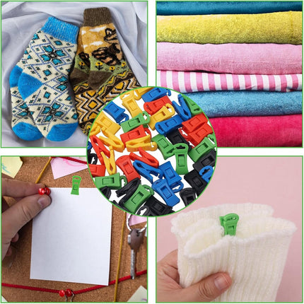 Sock dryer - 50 pieces - Sock clips - Pegs - Colorful sock clips - Plastic sock clamps - Anti-loss drying rack - Sock drying rack - Sock drying rack - Drying carousel - 5 colors.