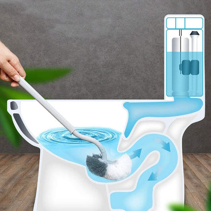 Toilet brush - 2 pieces - Toilet brush - Curved toilet brush - Toilet brush - With handle - Long handle - Universal - for deep cleaning, long plastic handle and flexible bristles - White.