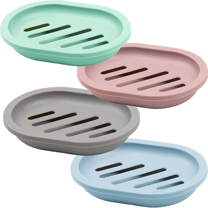 4-Piece Double-Layer Soap Holder - Soap Dish - Soap Holders - for Shower Soap Dish - Small Soap Dish - Portable Bar Soap Case - with Drain - Soap Dish - Plastic Soap Dish - for Bathroom Countertop, Kitchen, Toilet - Bathroom Accessories - Travel Soap Box.