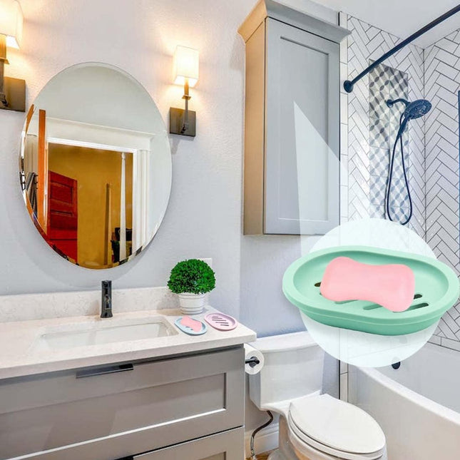 4-Piece Double-Layer Soap Holder - Soap Dish - Soap Holders - for Shower Soap Dish - Small Soap Dish - Portable Bar Soap Case - with Drain - Soap Dish - Plastic Soap Dish - for Bathroom Countertop, Kitchen, Toilet - Bathroom Accessories - Travel Soap Box.